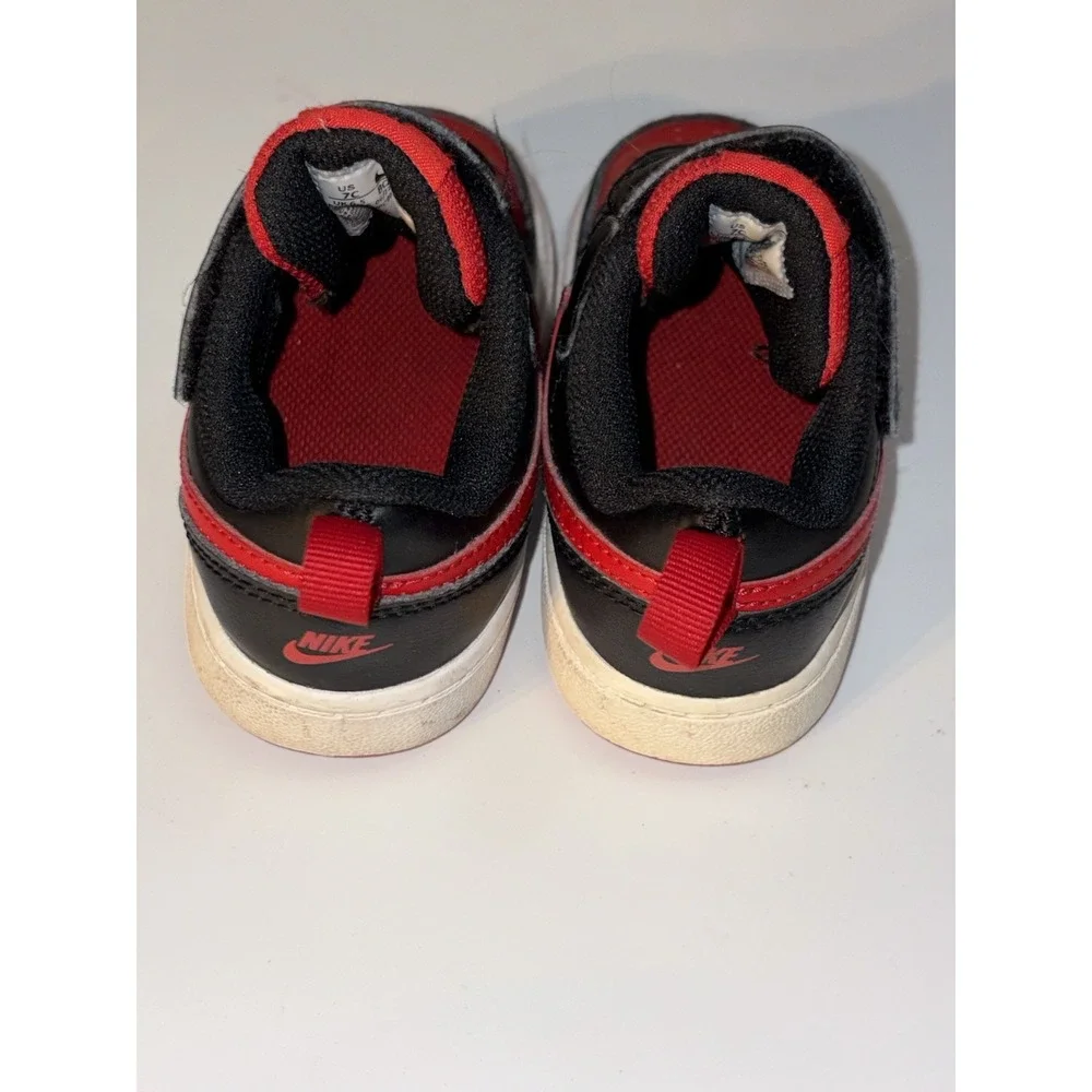 Nike Court Borough Low 2 Black University Red (TD) BQ5453-007 Size 7C